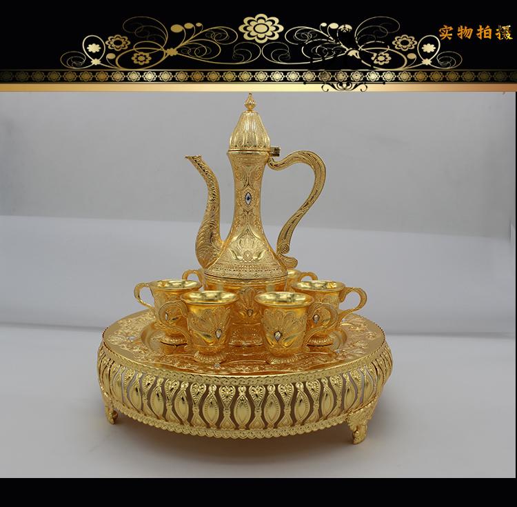 Châu Âu retro hip bình rượu thủy tinh hợp kim sáng tạo bộ rượu vang 8 mảnh đặt trang trí nhà Nga rượu vang quà tặng - Rượu vang giá đỡ rượu vang