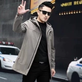 Осенний демисезонный зимний плащ, куртка, длинная цветная ветрозащитная толстовка с капюшоном, средней длины