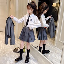 Girl suit suit Inn Wind autumn clothing 2021 Spring Festival Fairy Netting Red Overbearing Street Children JK Uniforms Fall