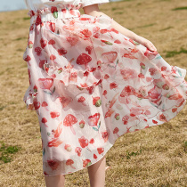Girls half-body dress Broken Flowers summer Grand Scouts Childrens mid-length Fairy Snowspun Cake Skirt Summer Suit