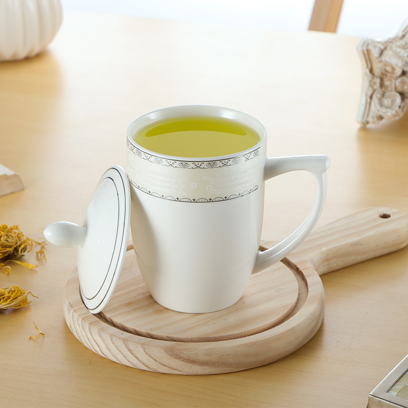 Fuguang Creative Ceramic Mug Large Capacity Water Glass Mark Cup Brief with lid tea coffee cup Milk Cup Custom