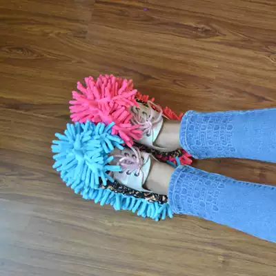 Chenille lazy shoe cover mopping floor slippers foot cover removable and washable coral velvet home guest shoe cover