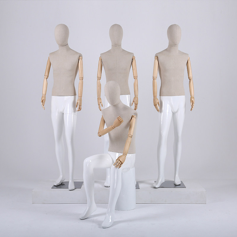 Gorgeous male full body model props hanger clothing store window solid wood activity hand high-grade bag cloth people's stand display stand