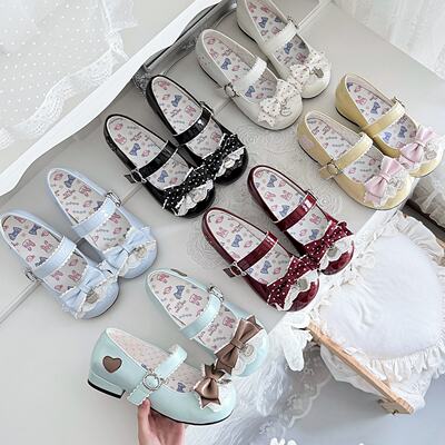 【 Candy Knot 】 Milk Ball Rabbit's original lolita small leather shoes, low heels, Japanese-style soft girl, round head, cute