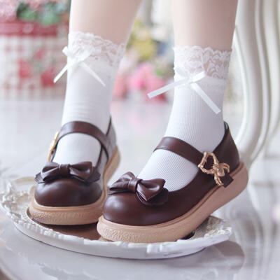 Milk Ball Rabbit Original lolita small leather shoes with thick soles, round heads and cute bows, JK girl student single shoes