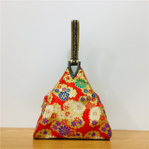 Suzhou Silk Bag Women's Gold Silk Triangle Bag Brocade Bag Handbag Wrist Bag Tang Pack Buy Food Change