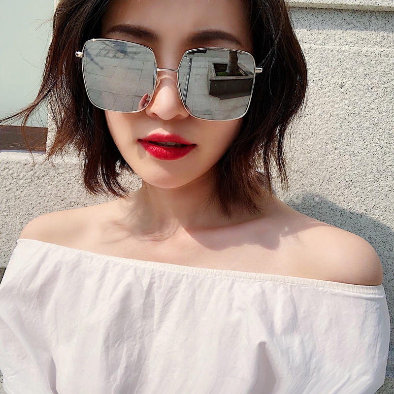 Kính râm màu đỏ nữ phiên bản Hàn Quốc của thủy triều retro cá tính ins siêu lửa kính râm bãi biển kính ulzzang khung đường phố thủy triều kính đa tròng
