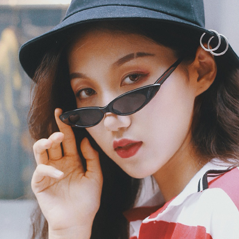 European and American sunglasses female ins sunglasses net red vibrato with the same paragraph oval narrow frame ulzzang retro anti-ultraviolet tide