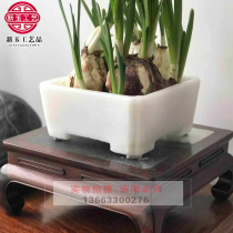 Stone basin White marble antique stone carving stone trough fish tank rockery base Small bonsai factory direct sales