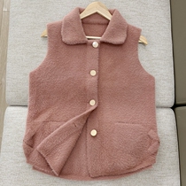 2021 Autumn Winter Water Mink Suede Waistcoat Lady Large Code Loose Warm Canon Double Face Suede 100 Hitch Knitted Vest Jacket