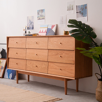 Nordic Cherry Wood Full Solid Wood Nine Bucket Cabinet Black Walnuts Pure Solid Wood Containing Cabinet Dining Side Cabinet TV Cabinet Locker