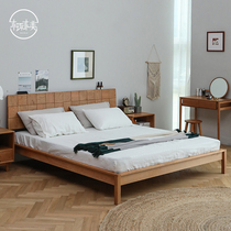 Nordic Light Lavish Cherry Wood Solid Wood Bed Double Bed 1 8 m 2 m Master bedroom Large Bed Wedding Bed Modern Brief