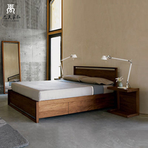 Nordic minimalist modern full solid wood oak with drawer storage bed customised multi-pumping high case air pressure bed