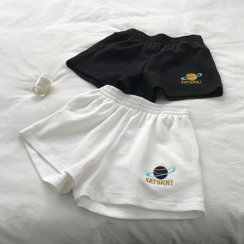 Summer New Planet Embroidery Lax All-Cotton Hot Pants Woman Han Edition Casual Home Sports Broader Shorts Tide