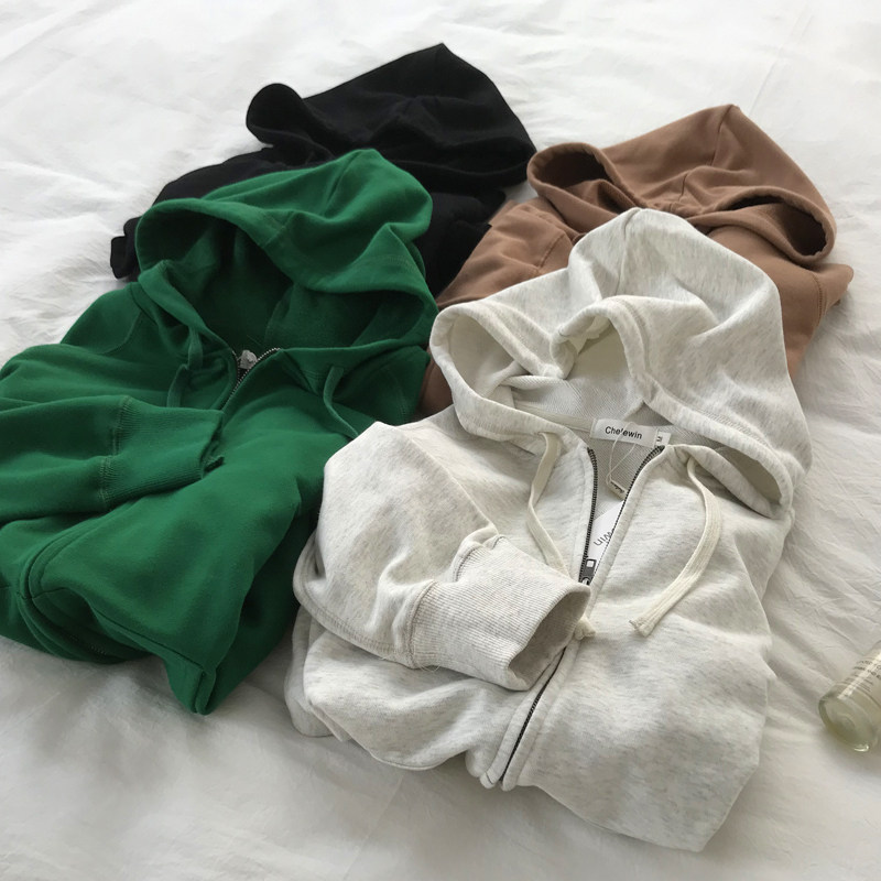 Cardiovert jacket woman 2021 fall new loose Korean version Jane about BF wind pure salad with casual even cap sports jersey woman