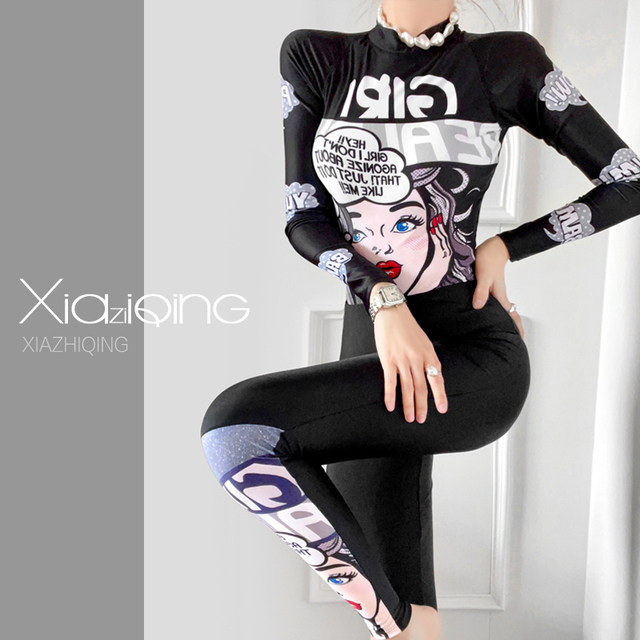 Korean ins swimsuit women's one-piece long-sleeved sun protection conservative belly-covering slimming hot spring vacation professional surfing wetsuit