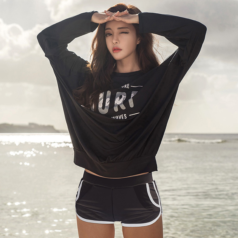 South Korea Diving Suit Woman Two-piece Long Sleeve Sunscreen Jellyfish Sumpsuit Surf Dress Fashion Bat Jersey Speed Dry Swimsuit