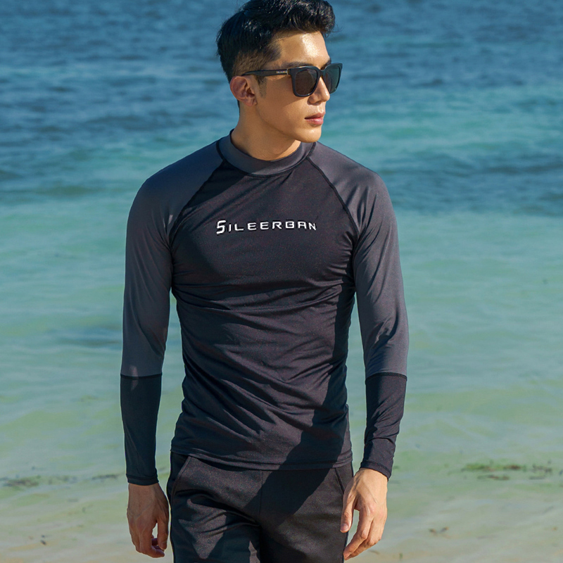 New Diving suit male two piece sun-protected long sleeve swimsuit female size snorkeling suit Dry Surf jellyfish black