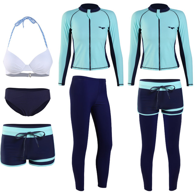 Korea's new diving suit split long sleeve trousers swimsuit sun protection surf snorkeling couple zipper jellyfish suit