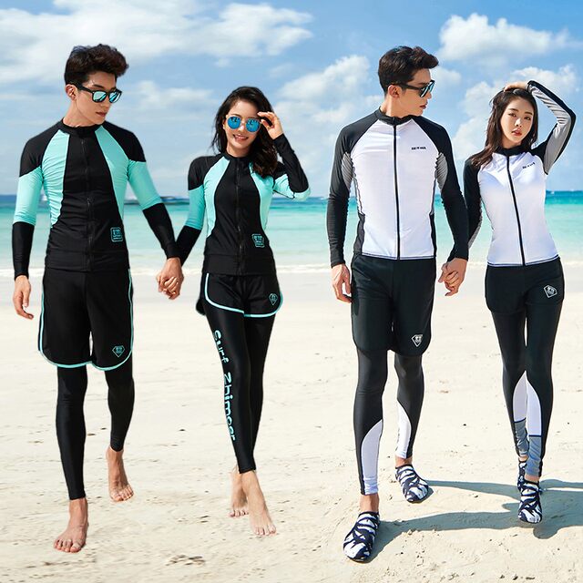 Korean diving suit women's split long-sleeved trousers zipper sun protection swimsuit surfing snorkeling suit trendy suit jellyfish suit