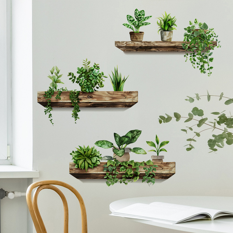 Creative Wall Stickers, Green Plant Potted Plant Shelf, Bedroom, Living Room, Bathroom Beautification Decoration, Concealing and Patching Holes Creative Wall Stickers, Green Plant Potted Plant Shelf, Bedroom, Living Room, Bathroom Beautification Decoration, Concealing and Patching Holes
