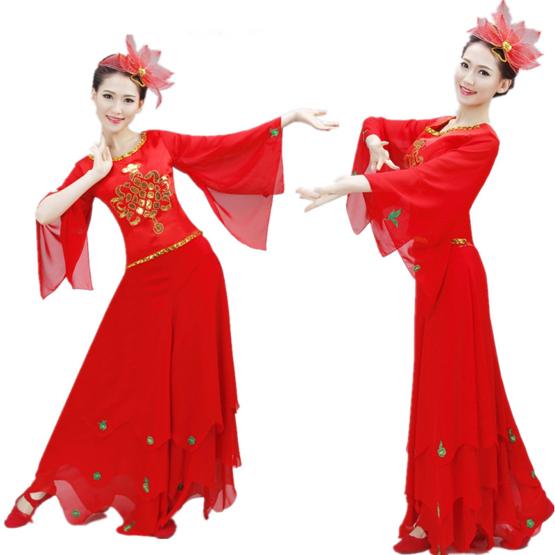 New middle aged rice seedlings song Costume Fan Dancing Women Suit Rice Suit of the Costume Square Dance to Serve Ethnic Dance-Taobao