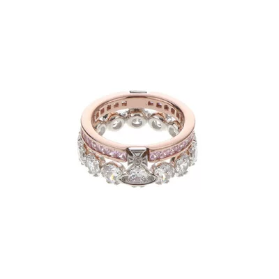 Кольцо (Vivienne Westwood) empress saturn двойное с кристаллами, двухцветное, размеры US 6–10