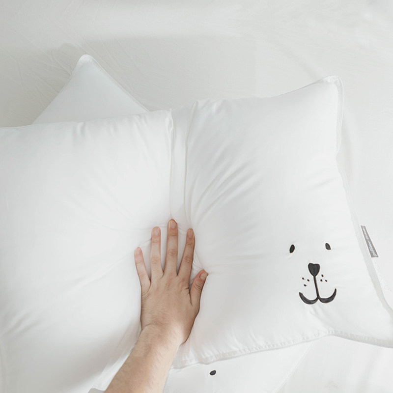Embroidered cotton feather pillows without fluorescent agent machine wash slow rebound hotel side sleeping soft fiber pillow core