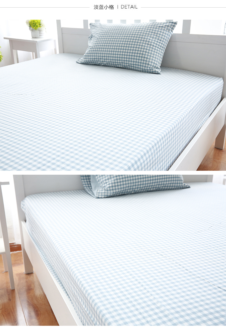 Chất liệu cotton được giặt theo phong cách Nhật Bản 笠 Cotton kẻ sọc đơn giản ga chun bọc giường spa