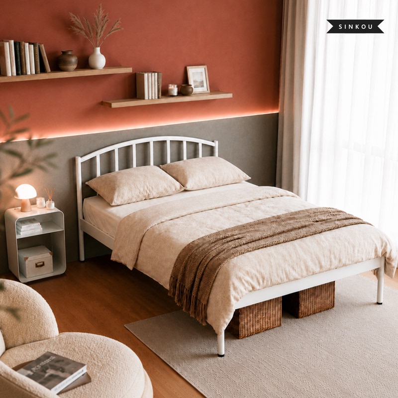 Xingong 2026 New Wrought Iron Bed 1.8m Double Bed 1.5m Master Bedroom Nordic Simple All-Steel 1.2m Metal Bed