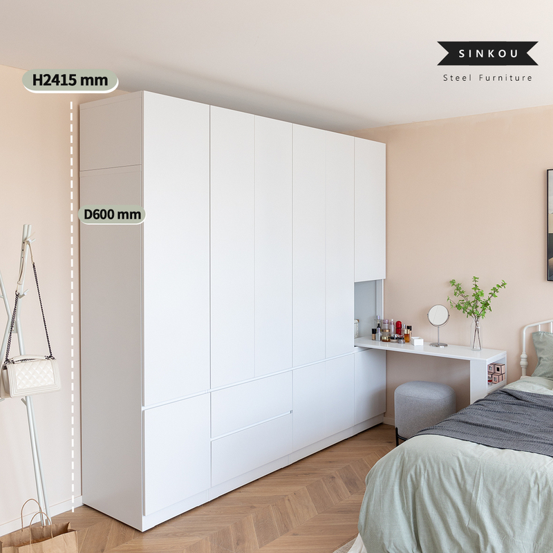 Xingong 2024 New Steel Wardrobe for Master Bedroom, One-Door-To-Ceiling Segmented Design, Handle-Free, 60cm Home Bedroom Closet
