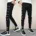 Quần anh chàng xã hội phiên bản Hàn Quốc theo xu hướng cá tính là quần lửng đế bệt hoang dã hè hè Quần dài 9 điểm giản dị - Crop Jeans Crop Jeans