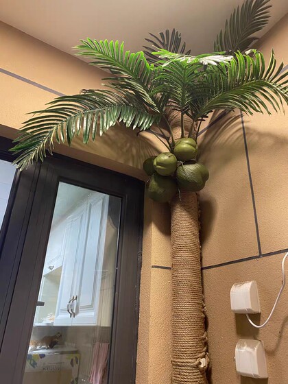 Decorative Cover for Sewer and Fire Pipes, Balcony Makeover, Artificial Greenery, Coconut Tree Leaves to Hide Unsightly Pipes