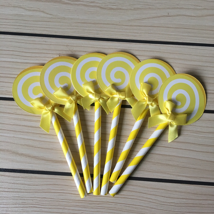 Bối rối búp bê bánh sinh nhật con búp bê trang trí bánh naked bé phụ kiện lollipop thẻ chèn thẻ cờ 1 gói 6 búp bê búp bê
