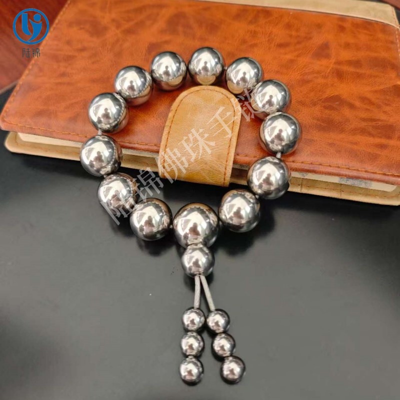 Fitness Self-Defense Buddha Bead Bracelet, Food Grade 304 Stainless Steel Solid Ball 20mm 12+1 Regular Style