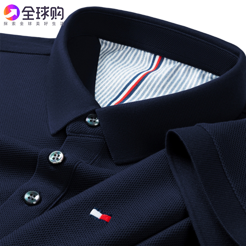 American Big-Name Brand Genuine Tomny Tommy Polo Shirt Men's Short-Sleeved T-Shirt Summer Pure Cotton Casual Large Size T-Shirt Clothing