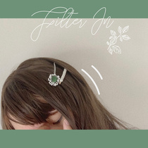 With filter winter cedar baroque retro absinthe green cats eye gem pearl word clip hairpin hairpin