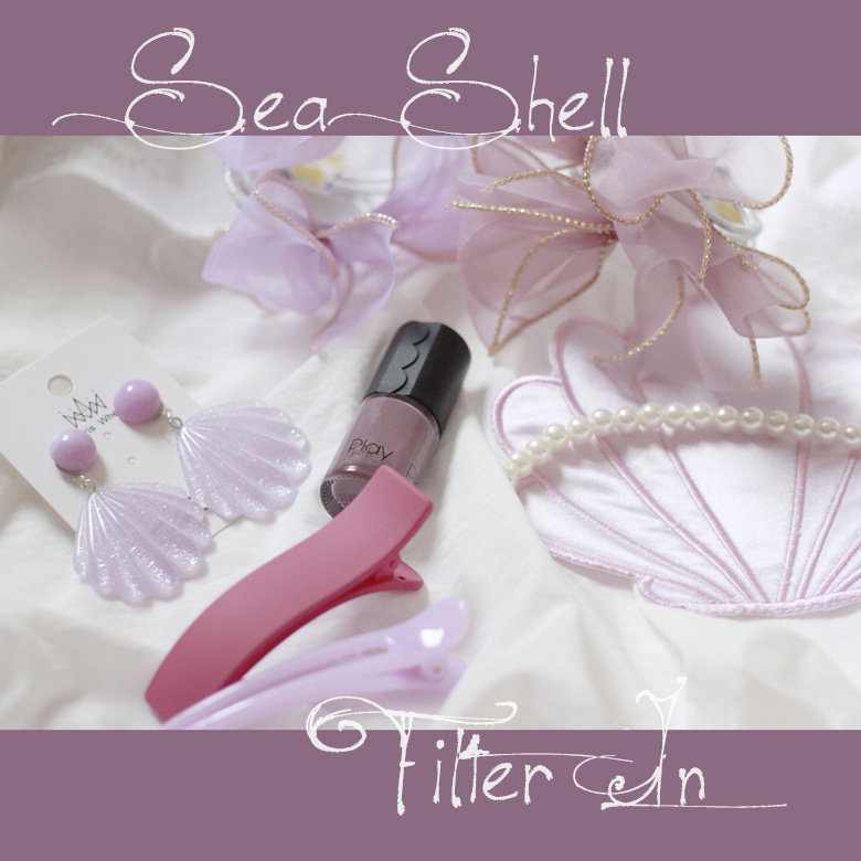 With filter｜Mermaid blingbling lavender fine flash shell pendant earrings