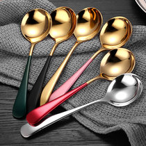Bright color upscale 304 stainless steel Han style round spoon eating spoon small soup spoon to eat porridge West Spoon Sweet ice-cream spoon