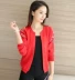 Mùa thu đông 2017 tay áo mới hoa thêu áo ngắn nữ thêu vai đan áo len bên ngoài áo da nữ Áo khoác ngắn