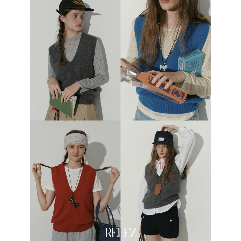 Relez All-Wool Knitted Vest, Simple Large V-Neck Sweater Vest, Korean Style Layered Versatile Vest and Waistcoat Relez All-Wool Knitted Vest, Simple Large V-Neck Sweater Vest, Korean Style Layered Versatile Vest and Waistcoat
