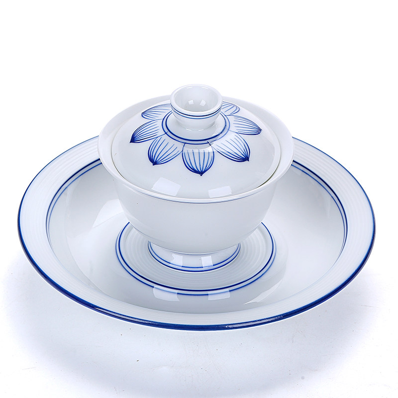 Defied High White Porcelain Hand-painted Triple Talent Cover Bowl LOGO Gift Custom Company Event Shop Opening Accompanied By Hand Mementos