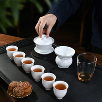 White porcelain Gongfu tea set Three-cai Gaiwan simple tea maker LOGO gift custom shop opening gift