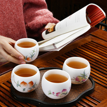 Goat Fat Jade Ceramic Hand Painted Masters Cup Suo Tea Cup Festive Birthday Back Gift Company Activity LOGO Gift Customization