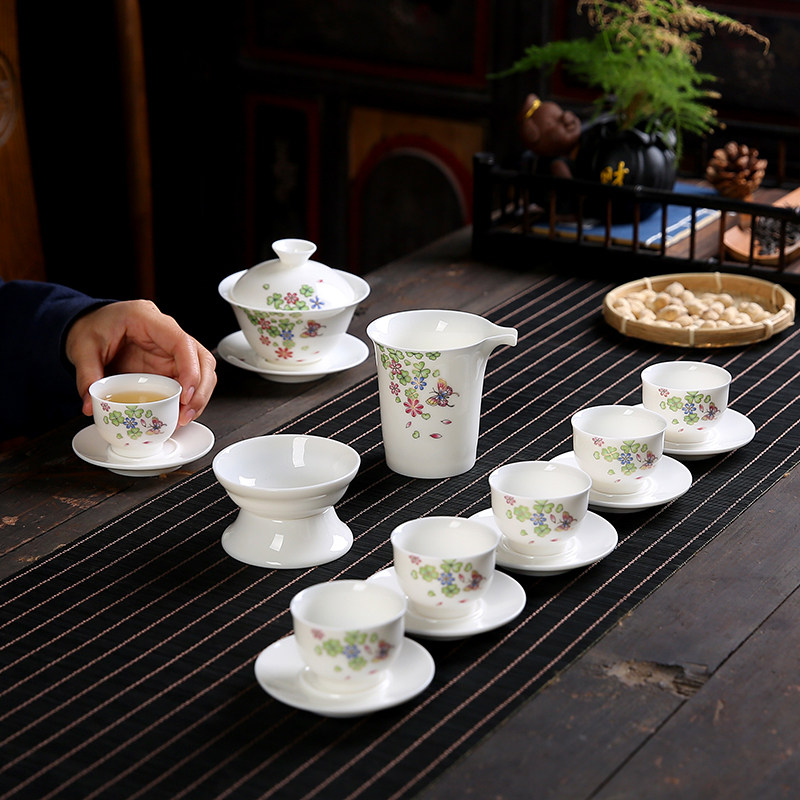 Ceramic Simple Kung Fu Tea Material Area Three Cover Bowl Set Logo Gift Customization Company Activity