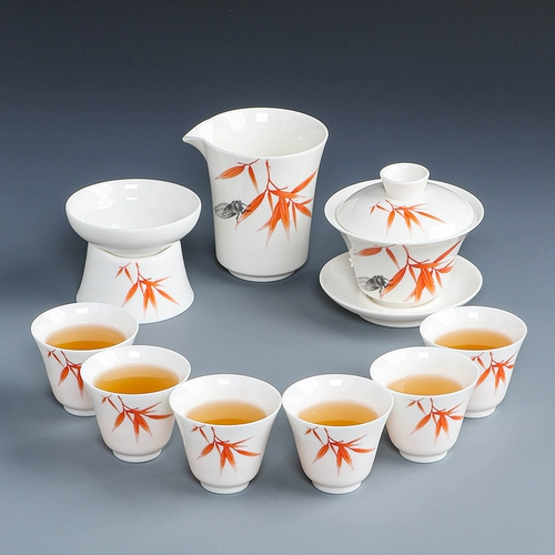 Sheep Fat Jade Kung Fu Tea Set One Amazing, Sancai Bowl Bowl Company Store Store Morep Mogos