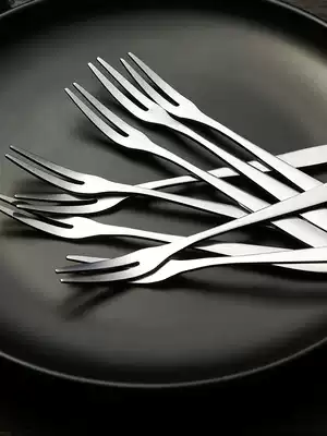 Korean creative stainless steel fruit fork Western tableware small fork Two-tooth fork Snack fork Cake fork Household fruit fork