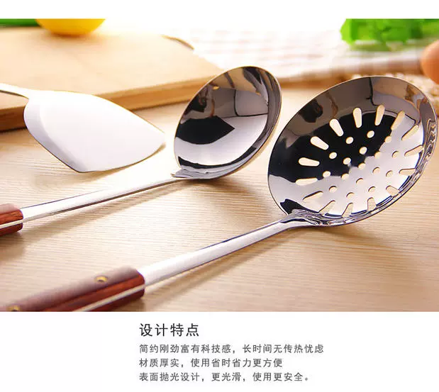 Thìa bếp inox đặt nhà đầy đủ bộ muỗng dày xẻng colander xào xào dụng cụ nấu ăn muỗng xẻng dụng cụ nhà bếp