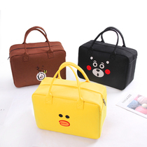 Cartoon travel bag soft girl large capacity duffel bag light fashion Korean version hipster short-distance felt portable clothing