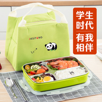 Stainless steel lunch box anti-scalding with cover boxed box Children students at work ethnic pupils cute and good-looking compartans